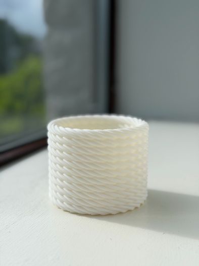 Minimalist Matte White Twisted Rope Pot and Desk Organizer 3D Printed with Free Post