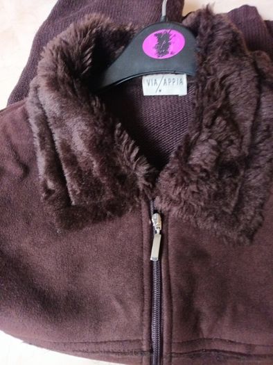 VIA APPIA Brown Faux  Suede  & Knitted  Jacket Cardigan. S.14. New.