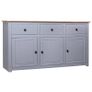 Sideboard Grey 135x40x80 cm Solid Pinewood Panama Range Image 2