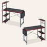 113CM Reversible Corner Gaming Desk with RGB LED Lights, Black Carbon Fibre Surface, Storage Shelves, Side Pocket & Hooks, Compact Computer Desk for Small Spaces & Home Office Image 5