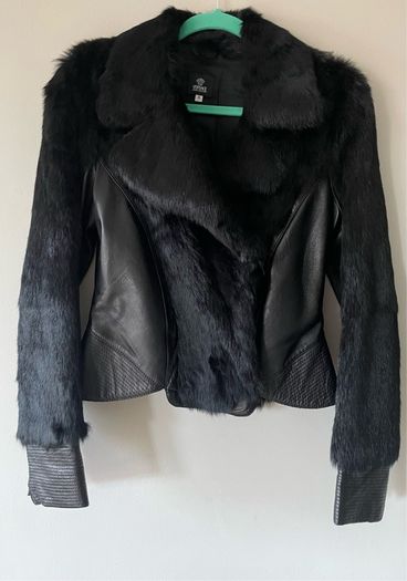 Versace jeans couture leather and fur jacket