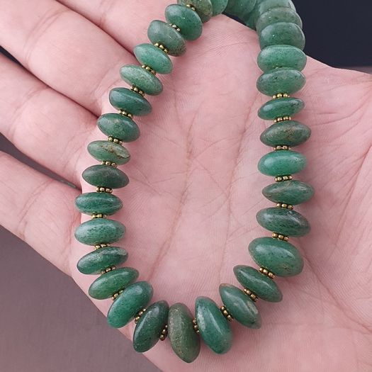 Vintage Tire Shape Jade Beads Necklace 24inches