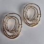 Gold Organic Abstract Concentric Oval Textured Hoop Earrings Image 2