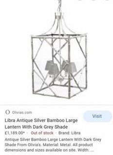 Large Antique Silver bamboo ceiling light
