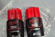Milwaukee M12B2 2.0Ah Batteries x2