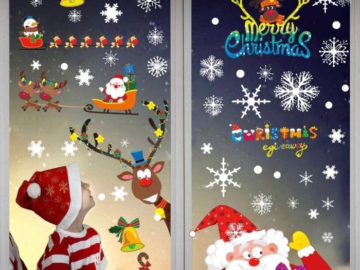 95 Pieces Christmas Window Clings, Staic Window Stickers Decals for Xmas Window Display Decoration (FREE POSTAGE)