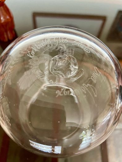 Vintage Signed Bruce Walker Kirkbuddo Glass Studio Etched Art Glass Bud Vase Capercaillie 1976