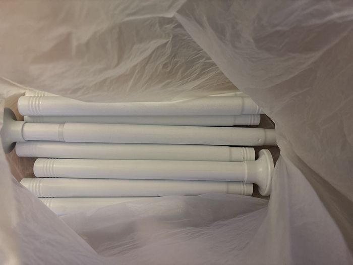 White heavy duty tension curtain pole