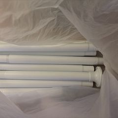 White heavy duty tension curtain pole