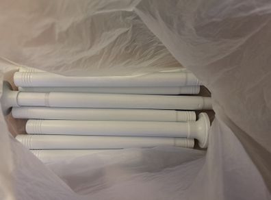 White heavy duty tension curtain pole