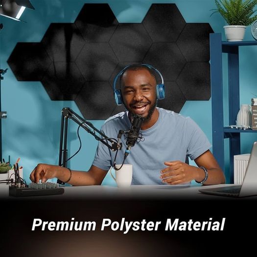 NEW SALE | 12 Pack Hexagon Acoustic Panels Self-adhesive, 30x26x0,9cm High Density Sound Proof Panels