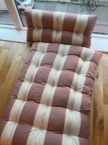 Water repellent striped pink floor cushion - 2 piece set