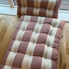 Water repellent striped pink floor cushion - 2 piece set
