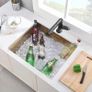 Stainless Steel Kitchen Sink, 50X45CM Small Sink, BoomHoze Undermount Single Bowl Outdoor Campervan with Silencer Pad, Drainer Fittings, Drop in Flushmount or Topmount Installation, Gold Image 2