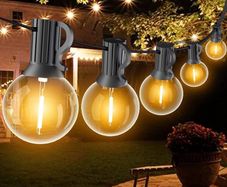 MASSIVE SALE Outdoor Festoon Lights Mains Powered, 30FT G40 LED String Lights Outdoor, Waterproof Patio Hanging Light with 15+1 Globe Bulbs, 2700K Garden String Lights for Decorations Backyard Party