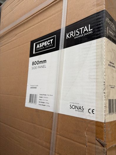800mm wetroom side panel, black.
