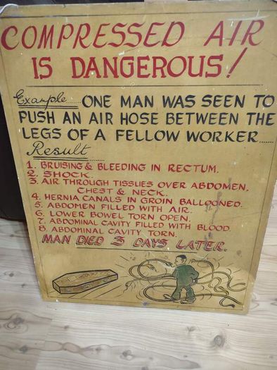 Wooden industrial safety sign