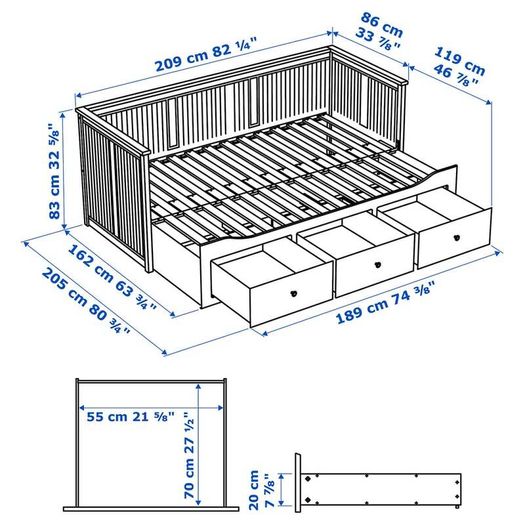 Ikea Hemnes Day Bed with Storage