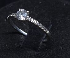 Vintage French 9ct White Gold Solitaire Ring