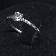 Vintage French 9ct White Gold Solitaire Ring