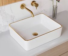 White Ceramic Rectangular Countertop Sink 48x37x14cm Countertop Basin, Cloakroom Lavatory Vanity, High Gloss Finish, Stain Resistant, Easy Clean Ceramic