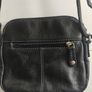 Genuine Black Pebbled Leather Multi Compartment Crossbody Bag Image 8
