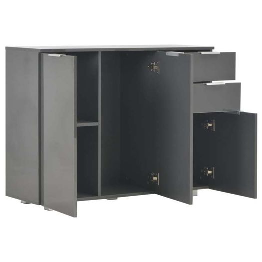 Sideboard High Gloss Grey 107x35x76 cm
