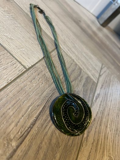 Green enamel costume necklace
