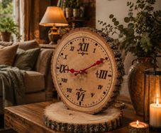 Large Handmade Natural Wood Clock  One of a Kind Personalised Inscription