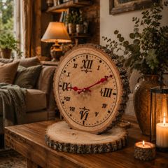 Large Handmade Natural Wood Clock  One of a Kind Personalised Inscription