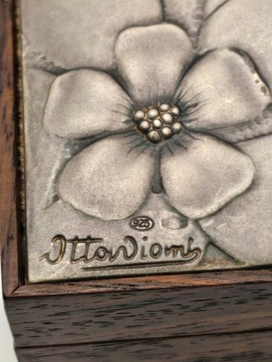Italian Mid Century Modern Jatoba and Silver Plated Cigarette Box