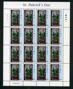 2004 Ireland St Patrick's Day Commemorative Stamp Sheetlet Plate 1A1A1A1A Mint Never Hinged (MNH)