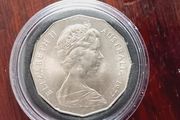 1977 Queen's Silver Jubilee 50 cent coin, historical rare coin, Australian coin