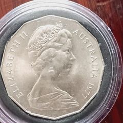 1977 Queen's Silver Jubilee 50 cent coin, historical rare coin, Australian coin