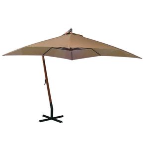 Hanging Parasol with Pole Taupe 3x3 m Solid Fir Wood