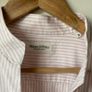 Marc O'Polo Striped Standing Collar Blouse Nautral Beige & White Organic Cotton Shirt Image 5
