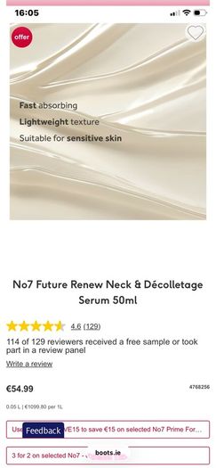 NEW No7 Future Renew Neck & Decolletage Serum 50ml