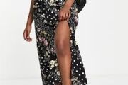 Asos design floral polka dot skirt with buttons and pockets