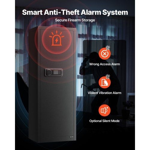 4 Gun Safe, Long Gun Cabinet for Rifles and Pistols, Quick Access Rifle Safe with 3 Ammo Slots and 2 Adjustable Racks, Large Digital Cabinet with Key and Password Lock(Assembly Required)