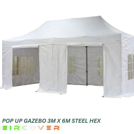 Garden Pop Up Gazebo Steel 40mm Hex 3m x 6m