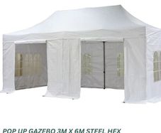 Heavy Duty Pop Up Gazebo Steel 40mm Hex 3m x 6m