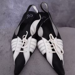 Winkle Picker 70's Style Retro Sling Back Low Heel Shoes .. Size: 4 UK ..  37 EU .. Final Reduction