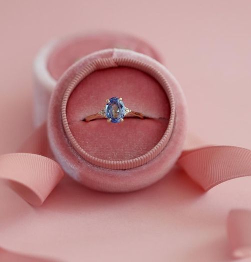 Chupi 14k Solid Gold Blue Sapphire and Diamond Ring