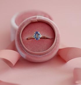 Chupi 14k Solid Gold Blue Sapphire and Diamond Ring