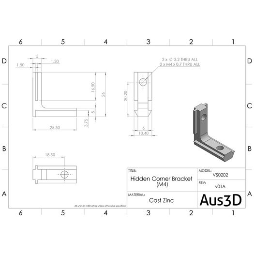 (2pcs) Inside Hidden Corner Bracket