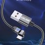 USLION 2M USB-C QC 3.0-2.0 3A 180 Rotate+LED Cable Fast Charging & Data Sync Nylon Braided Cable (Brand New/Warranty) Image 2