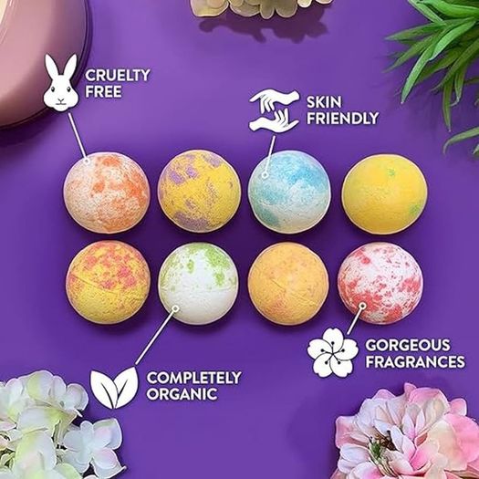 8 x Bath Bombs Value Women's Set, Handmade, Moisturising, Vegan & Cruelty Free, Beauty Spa Gift Set, Bath Fizzers