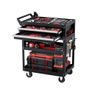 5-Tier Tool Cart with Wheels, 400 lbs Load Capacity, Rolling Work Cart with 2 Drawers & Pegboard, Mechanic Tool Storage Organizer with Locking System for Garage, Warehouse and Repair Shop, Black Image 8