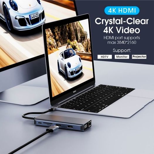 4k 12 in 1 USB-C Hub Docking Station PD Charging Data Transfer