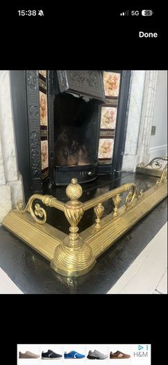 Ornate Vintage Brass Fire Fender